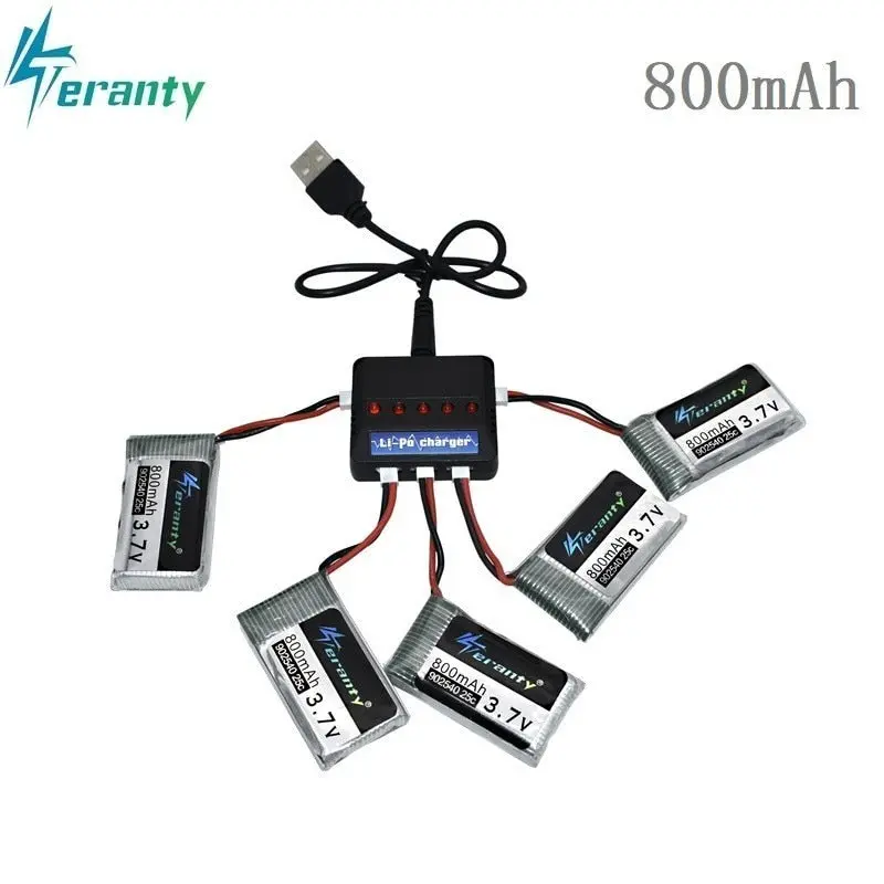 3.7V 800Mah 25C Lipo Battery And 5In1 Charger For Syma X5 X5c X5sc X5sw Tk M68 Cx-30 K60 905 V931 Rc Quadcopter Drone Spare Part 1