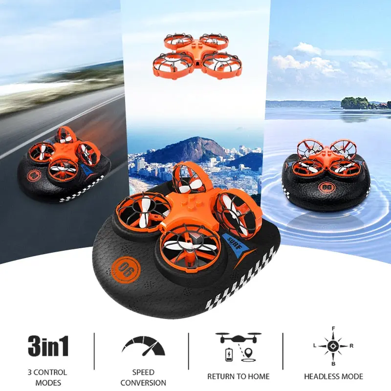3-In-1 Epp Flying Air Boat Land Driving Mode Detachable One Key Return Rc Drone Quadcopter Rtf 1