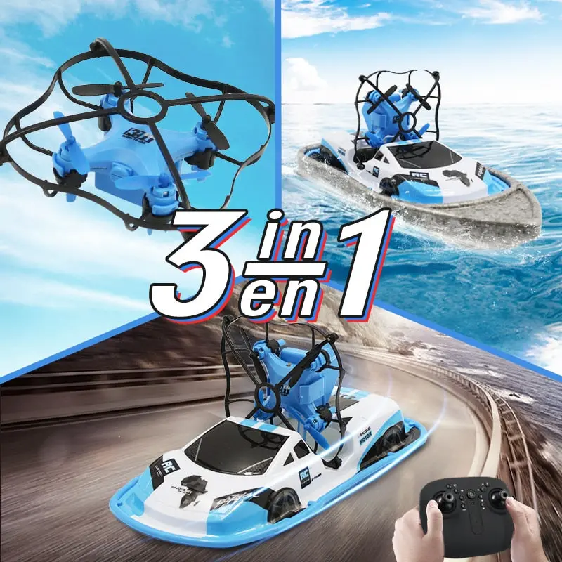 3 In 1 Rc Drone Boat Car Water Ground Air Mode Three Modes Headless Mode Altitude Hold Rc Helicopters Toys For Kids 1