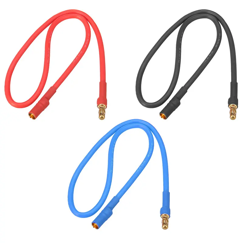30Cm 16Awg 3.5Mm Banana Male Female Plug Extension Cable Soft Silicone Wire 1
