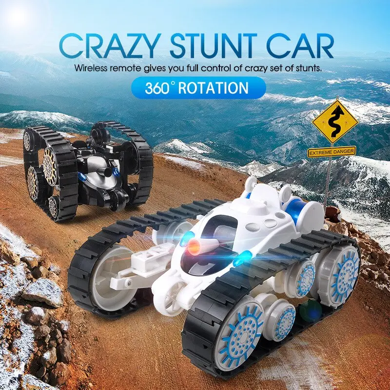 360° Rotation Double Sided Track Stunt Deformation Remote Control Tank Wired Remote Control Led Lighting And Music 1