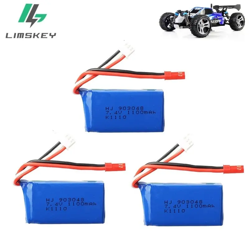 3Pcs For Wltoys A949 A959 A969 A979 K929 Lipo Battery 7.4V 1100Mah 903048 25C Lipo Battery For Rc Helicopter Airplane Cars Boats 1