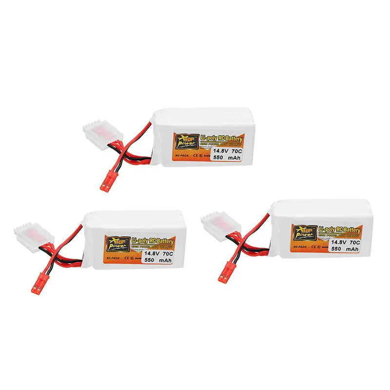 3Pcs Zop Power 14.8V 550Mah 70C 4S Lipo Battery Jst Plug For Rc Fpv Racing Drone 1