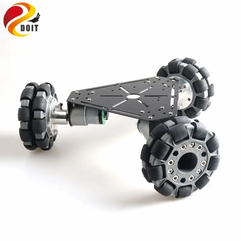 3Wd Omni Directional Wheel Smart Car Chassis With 100Mm Omni Wheels And Dc 12V Encoder Motor 1