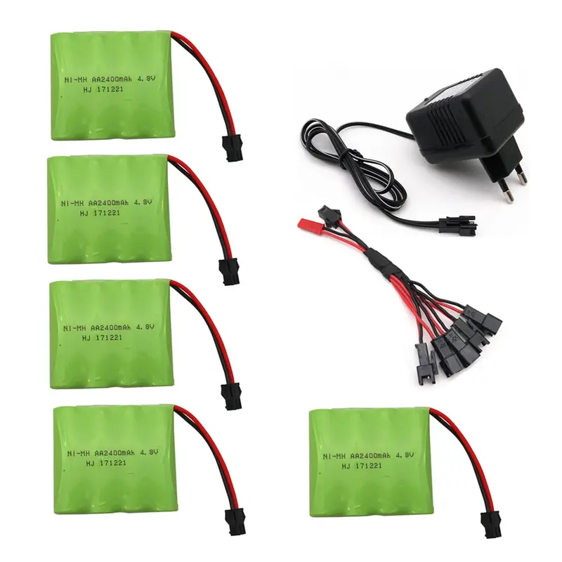 4.8V 2400Mah Ni-Mh Battery With 5 In 1 Charger For Remote Control Toys Lighting Electric Tool Aa Group Rc Toys Battery Group 1