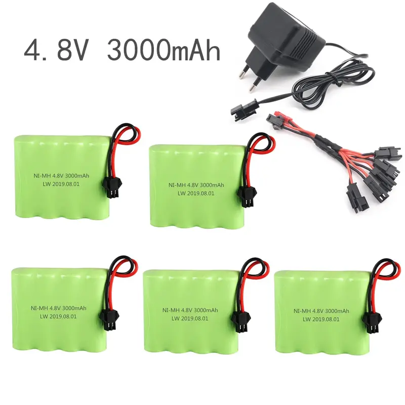 4.8V 3000Mah Ni-Mh Aa Battery And Charger For Rc Car Robot Tank Gun Boat 4.8V 2400Mah 4.8V Rechargeable Battery Pack 1