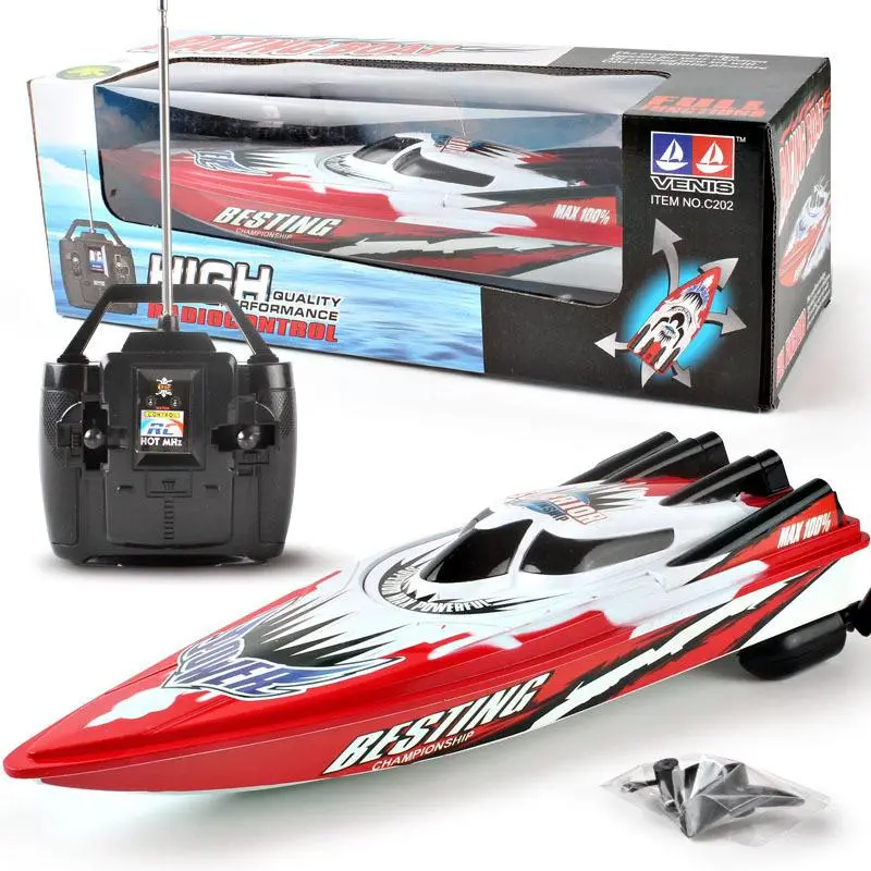 4-Channel Rc Boat Plastic Electric Remote Control Speedboat Double Motor Remote Control Speed Boat Children Birthday Toy Gift 1