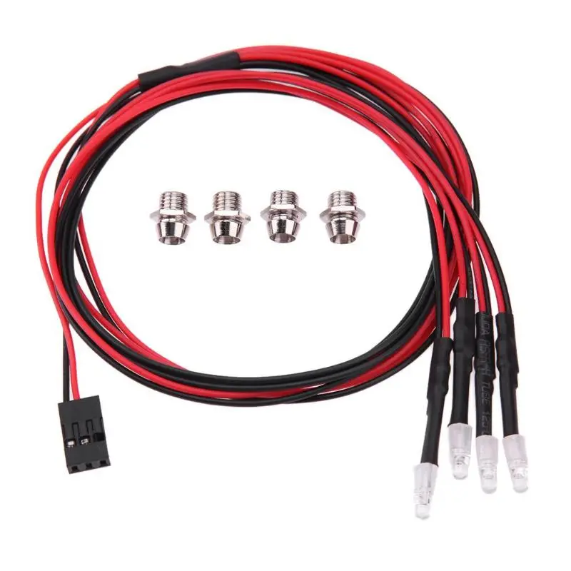 4 Led Headlight 3Mm White/Red Light Rc Car Parts For Traxxas Hsp Hpi Redcat Axial Scx10 Remote Control Toys Accessories 1