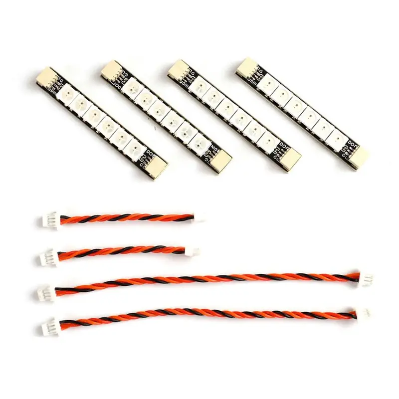 4 Pc Matek System Ws2812arm-6 5V Ws2812 Led Strip Rc Night Light W/ 6 Lamps For Rc Drone Fpv Racing 1