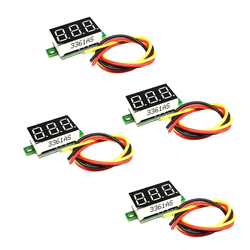 4 Pcs 805 Micro 0.36 Inch Digital Battery Voltmeter Dc 0V-100V Three Wires 3 Digit Voltage Panel Meter Led Display For Rc Airplane Car Boat Motorcycle 1