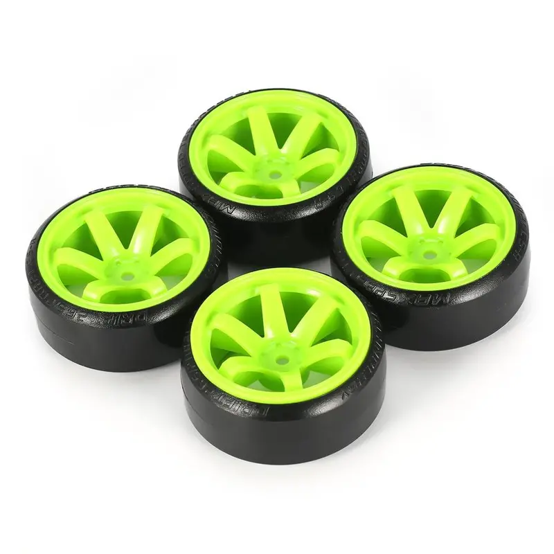 4-Piece Hard Plastic Drift Tire Set — Optimized for TRAXXAS, HSP, TAMIYA, and HPI On-Road RC Drifting Cars