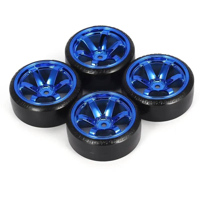 4-Piece Hard Plastic Drift Tire Set — Optimized for TRAXXAS, HSP, TAMIYA, and HPI On-Road RC Drifting Cars