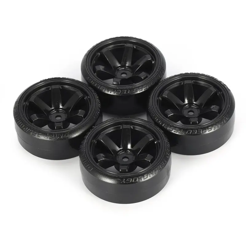 4-Piece Hard Plastic Drift Tire Set — Optimized for TRAXXAS, HSP, TAMIYA, and HPI On-Road RC Drifting Cars