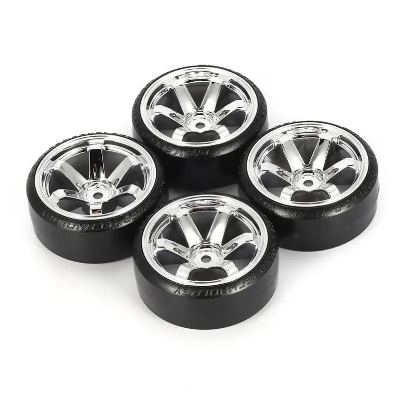 4-Piece Hard Plastic Drift Tire Set — Optimized for TRAXXAS, HSP, TAMIYA, and HPI On-Road RC Drifting Cars