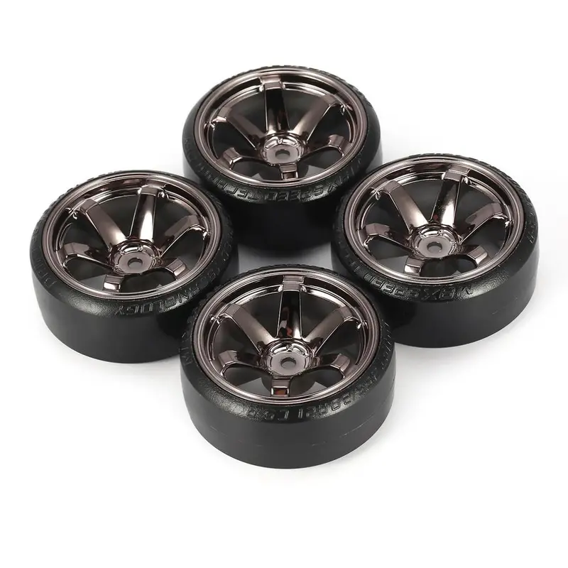 4-Piece Hard Plastic Drift Tire Set — Optimized for TRAXXAS, HSP, TAMIYA, and HPI On-Road RC Drifting Cars