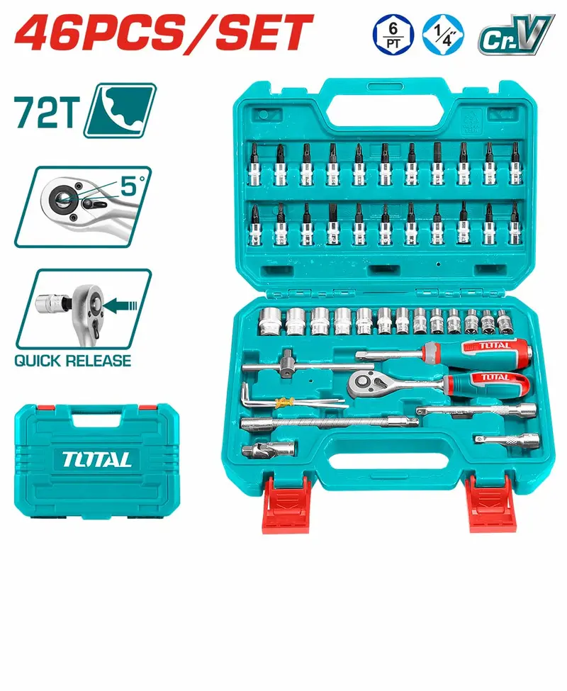 46 Pcs 1/4″ Socket Set- Tht141462 1