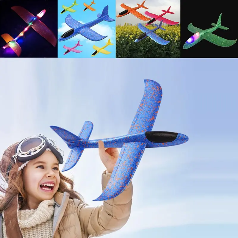 48Cm Epp Foam Airplane Hand Launch Throwing Glider Led Light Aircraft Plane Model Outdoor Education Toys Gift For Children Adult 1