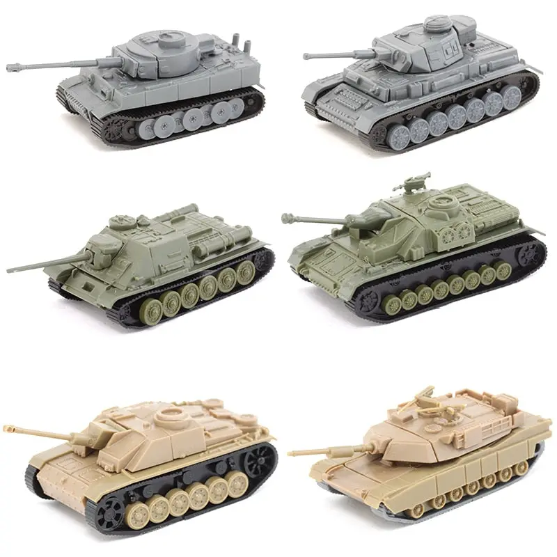 4D Tank Model Assemble Wwii Tank Germay Tiger Usa M1a2 Su-100 Ger-No4 Tanks Military Buiding Kits 1:100 Plastic Blocks Model Toy 1