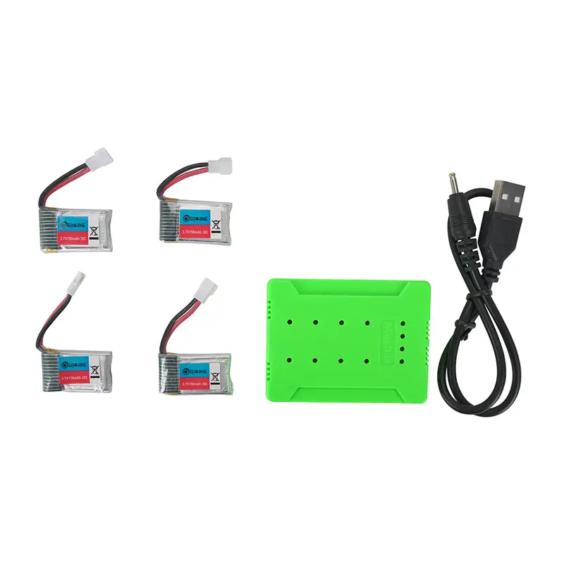 4Pcs 3.7V 150Mah 30C 1S Lipo Battery Ph2.0 Plug With Jjrc X8 Charger 1