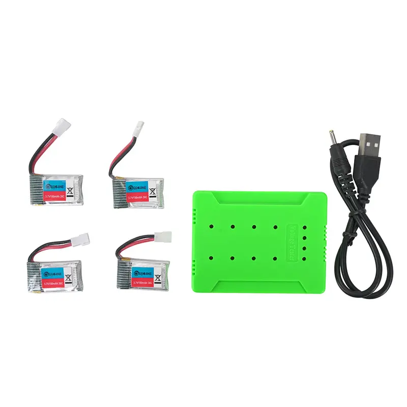4Pcs 3.7V 150Mah 30C 1S Lipo Battery White Plug With Jjrc X8 Charger 1