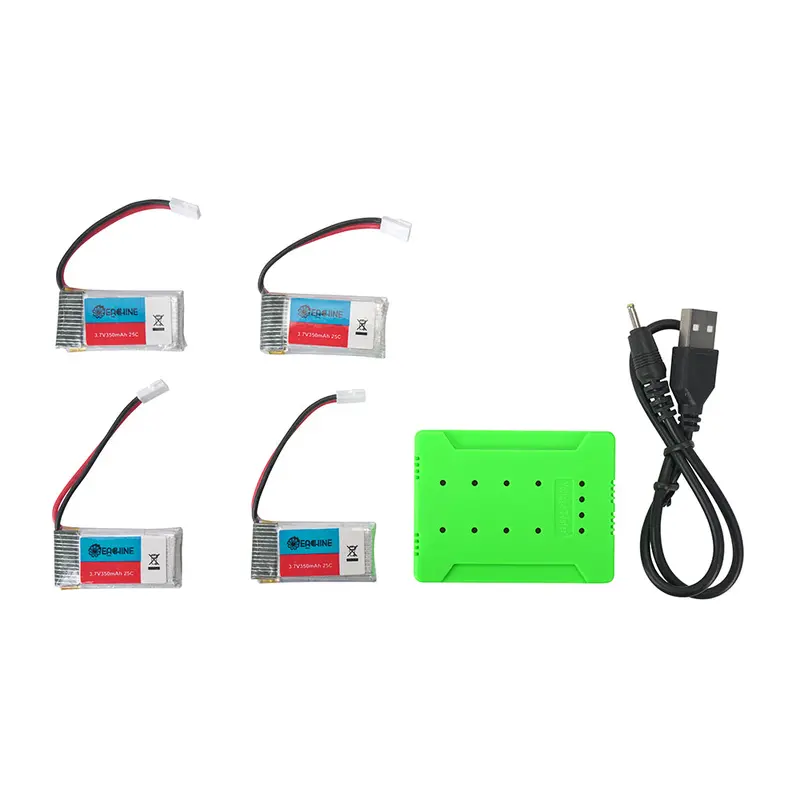 4Pcs 3.7V 350Mah 25C 1S Lipo Battery White Plug With Jjrc X8 Charger 1