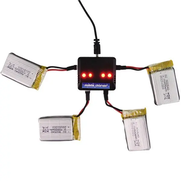 4Pcs 3.7V 800Mah Battery And Charger For Eachine E30 E30w Syma X5c-1 X5sc X5sw M68 Cx30 U816a Wltoys V929 1