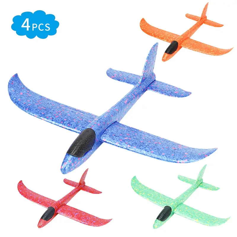 4Pcs Diy Airplane Model Hand Throw Flying Glider Plane Foam Fillers Aeroplane Led Flashing Aircraft Toys For Kids Outdoor Party 1