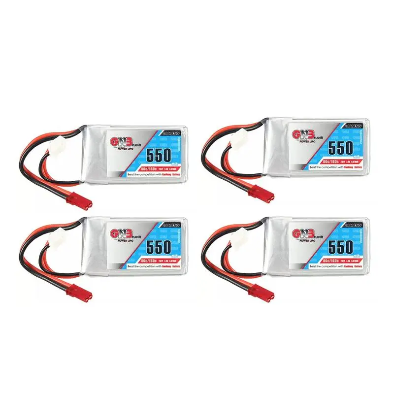 4Pcs Gaoneng Gnb 7.4V 550Mah 2S 80/160C Lipo Battery Jst Plug For Aurora 90 100 Fpv Rc Drone 1