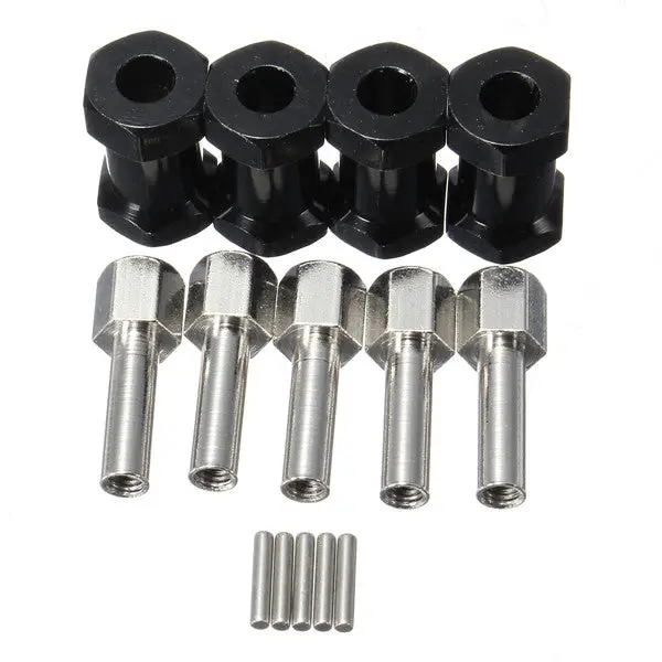 4Pcs Rc 1/10 Model Car Aluminum Alloy Extended Wheel Hex Hub Upgrade Parts Black 1