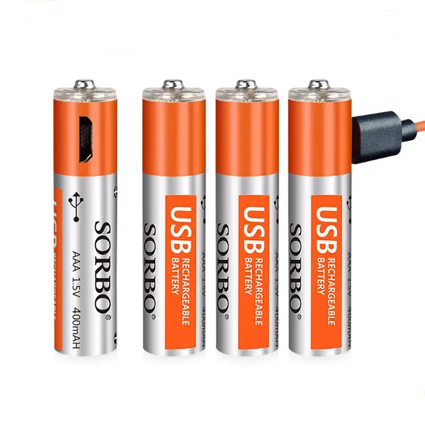 4Pcs Sorbo 1.5V 400Mah Rechargeable Aaa Lipo Battery With 4 In 1 Charger Cable 1