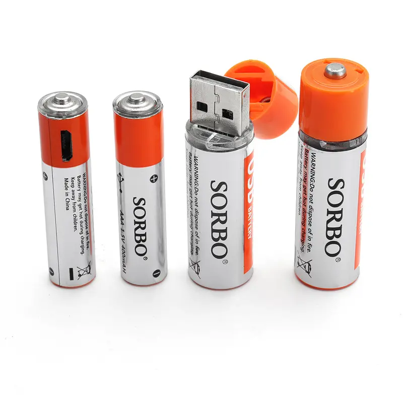 4Pcs Sorbo 1.5V Aa 1200Ma & Aaa 400Ma Lipo Battery Support Usb Quick Charging 1