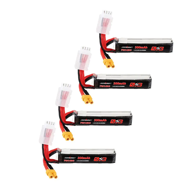 4Pcs Uruav 11.4V 300Mah 70C/140C 3S Lipo Battery Xt30 Plug For Rc Fpv Racing Drone 1