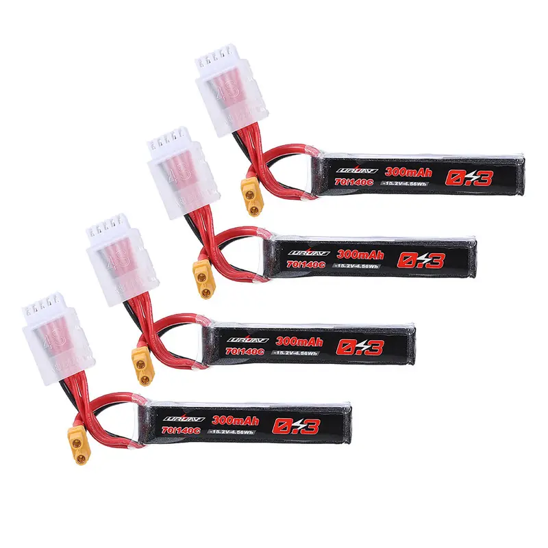 4Pcs Uruav 15.2V 300Mah 70C/140C 4S Lipo Battery Xt30 Plug For Rc Fpv Racing Drone 1