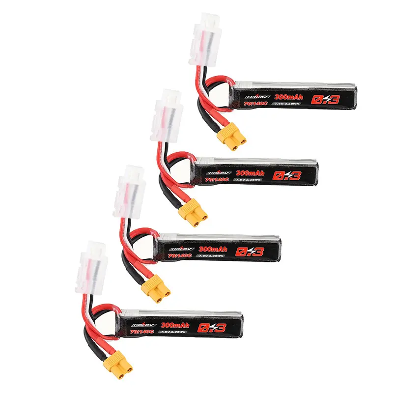 4Pcs Uruav 7.6V 300Mah 70C/140C 2S Lipo Battery Xt30 Plug For Rc Drone 1