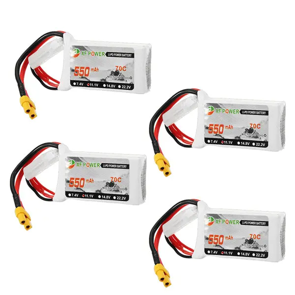 4Pcs Xf Power 11.1V 550Mah 3S 70C Lipo Battery Xt30 Plug 1