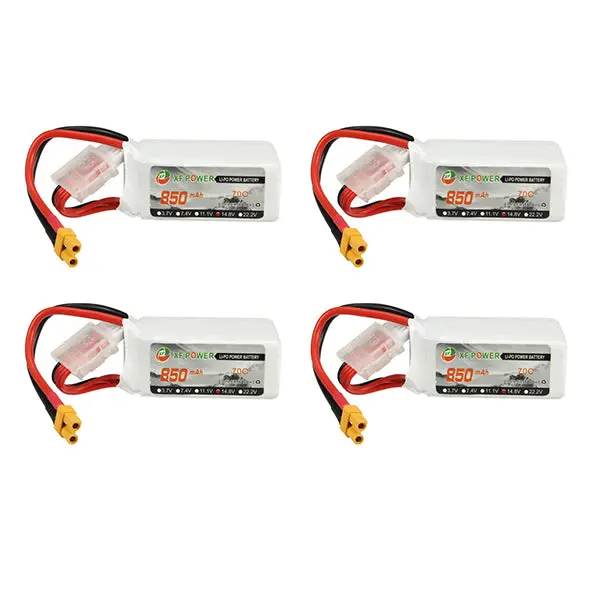4Pcs Xf Power 14.8V 850Mah 4S 70C Lipo Battery Xt30 Plug 1