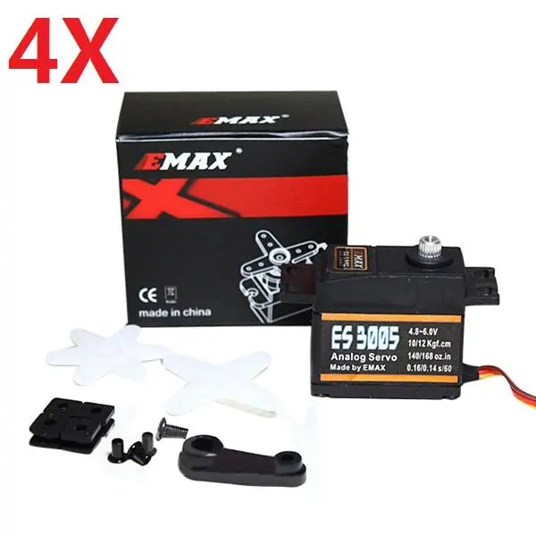 4X Emax Es3005 42G Metal Analog Servo For Rc Airplane Waterproof 1