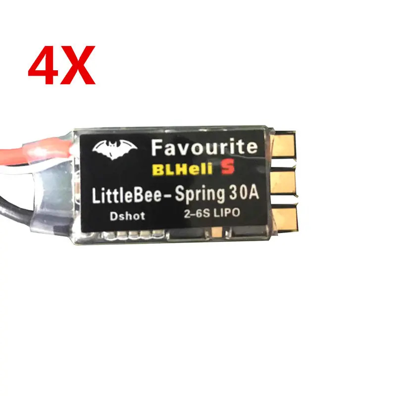4X Favourite Fvt Littlebee Spring 30A Esc Blheli_S Opto 2-6S Support Mulitshot Oneshot For Rc Drone Fpv Racing 1