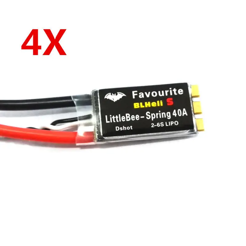 4X Favourite Fvt Littlebee Spring 40A Esc Blheli_S Dshot 2-6S Mulitshot Oneshot42 Oneshot125 For Rc Drone 1