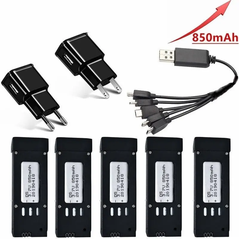 ( 5-In-1 ) 850Mah 3.7V Battery Charger Sets For E58 Jy019 S168 Rc Quadcopter Spare Parts 3.7V Rc Drone Lipo Battery 5Pcs/Sets 1