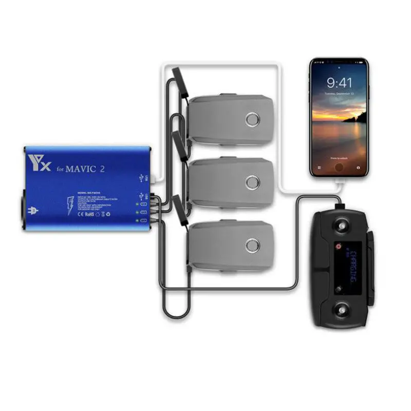 5-In-1 Battery Remote Control Smart Charger Charging Hub With Switch For Dji Mavic 2 Pro/Zoom Drone 1