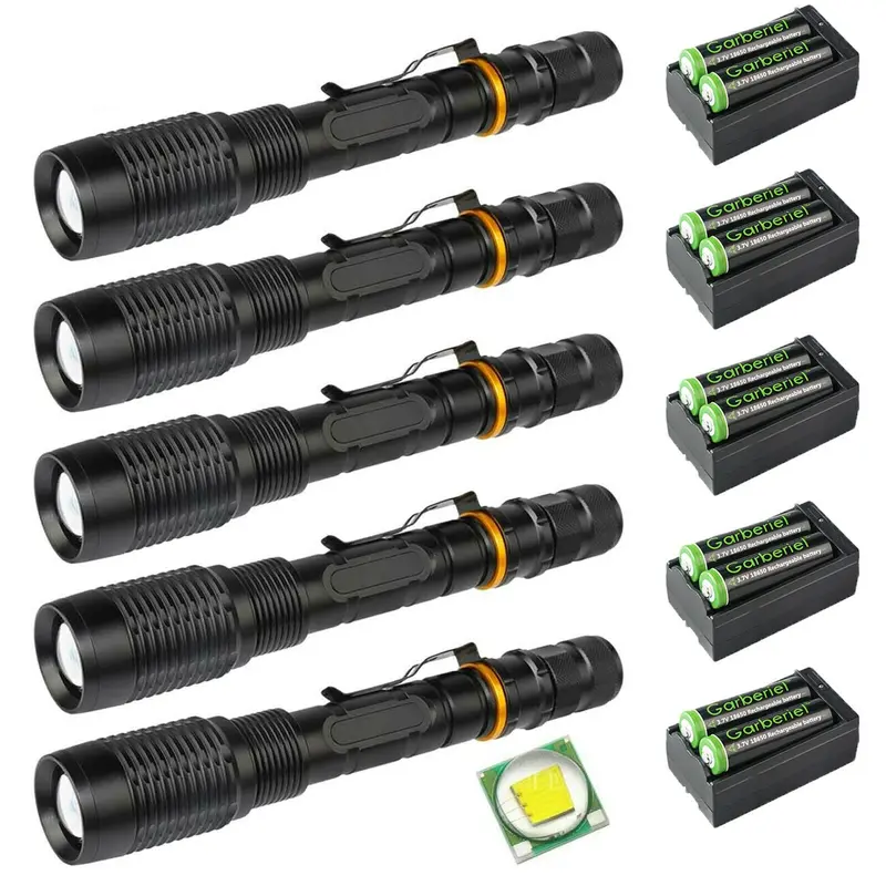 5 Lamparas Tacticas Led T6 990000 Baterias Recargables 1