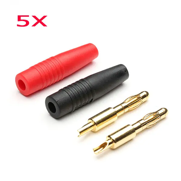 5 Pair Amass 4Mm Gold Plated Banana Plug Bullet Connectors Charger Adapters 1