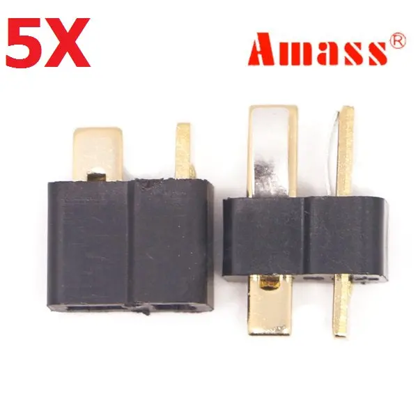 5 Pair Amass Am-1015 T Plug Connector Black Male & Female 1