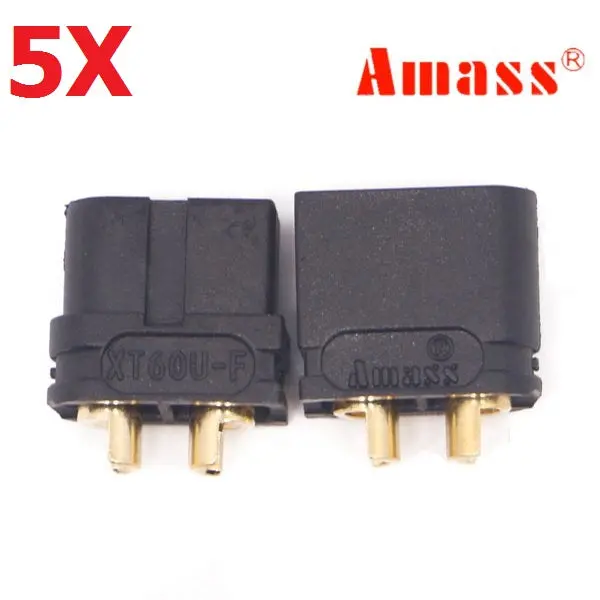 5 Pair Amass Xt60u 3.5Mm Banana Plug Connector Black Male & Female 1