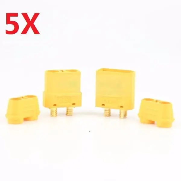 5 Pair Amass Xt90+ Plug Connector Male & Female With Sheath For Rc Drone Airplane Car Battery Cable 1
