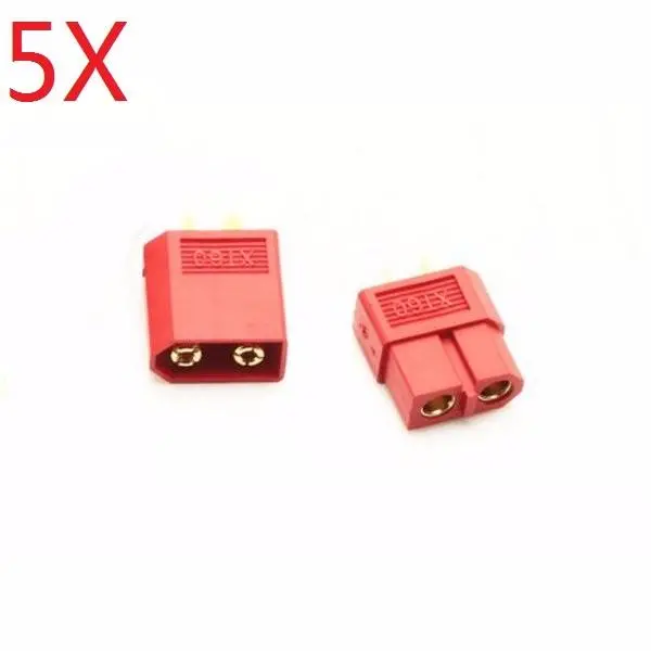 5 Pair Xt60 Red Male Female Bullet Connectors Plugs For Rc Battery 1