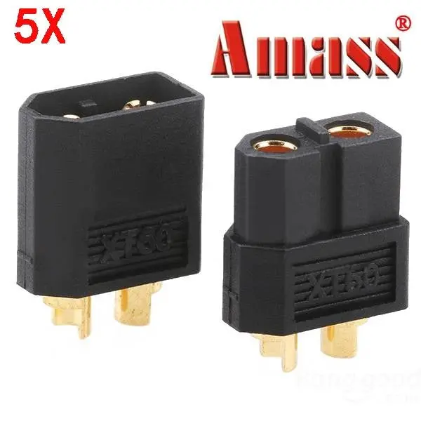 5 Pairs Black Xt60 Bullet Connector Plugs For Rc Battery 1