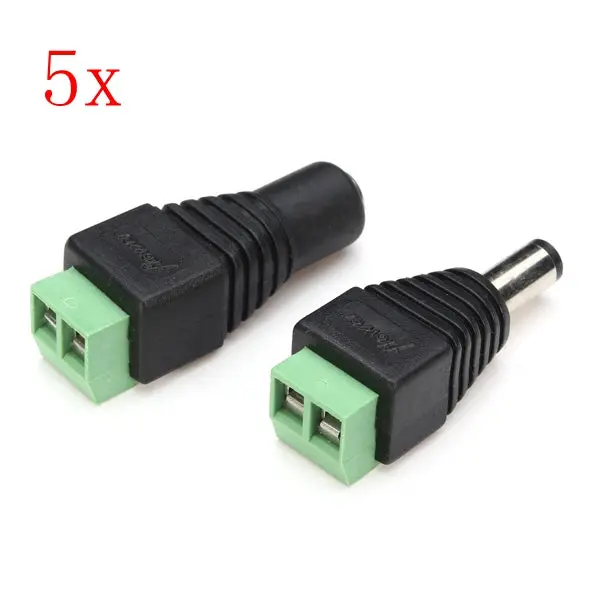 5 Pairs Male Female 12V Dc Power Plug Jack Adapter Connector 5.5X2.1Mm For Cctv 1