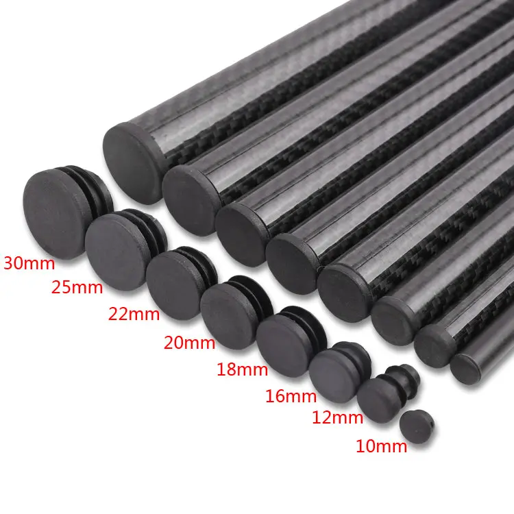 5 Pcs Carbon Fiber Tube End Cap 10Mm 12Mm 16Mm 18Mm 20Mm 22Mm 25Mm 30Mm Chock Plug Waterproof Dustproof For Multirotor Rc Aircraft 1
